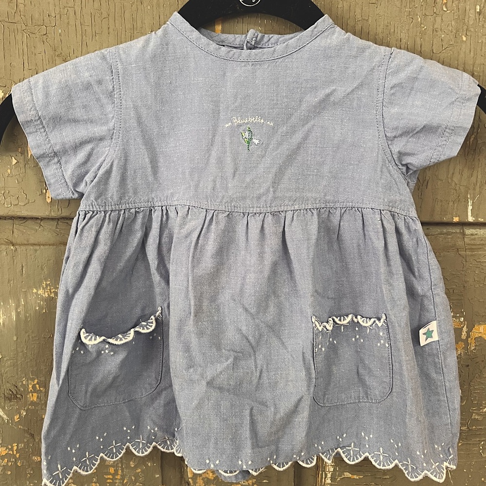 Blue Baby Dress with Embroidered Details